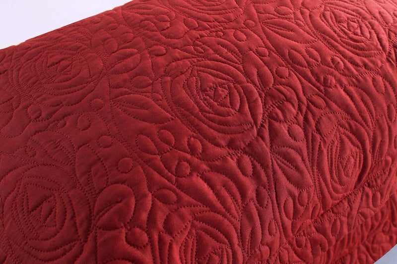 MarCielo 2-Piece Embroidered Pillow Shams, Decorative Microfiber Pillow Covers Set, Standard Size (Red) - Image 3